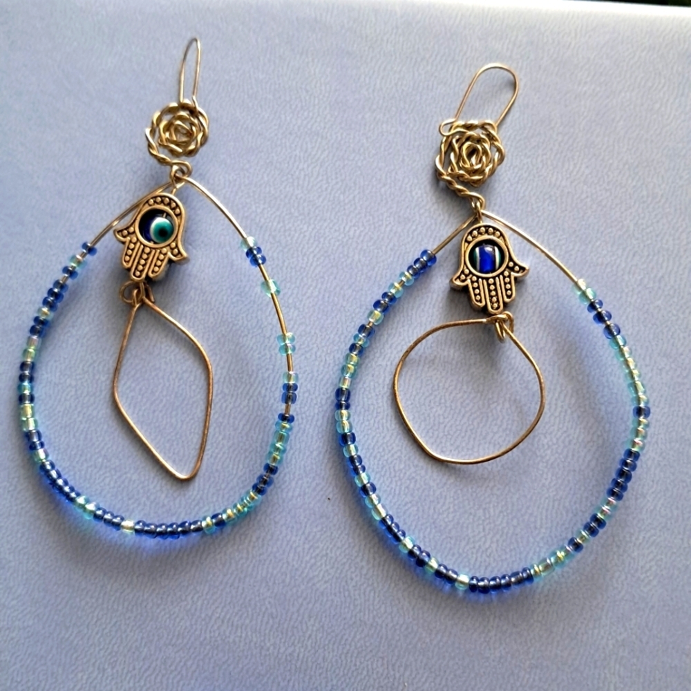 Homemade evil eye Earings